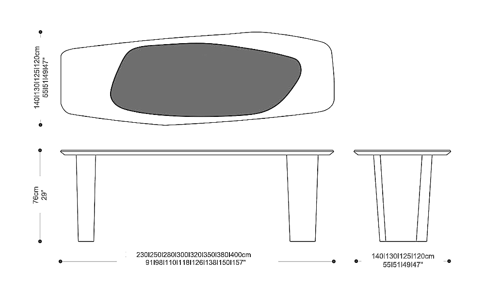 Image of the main dimensions of the product